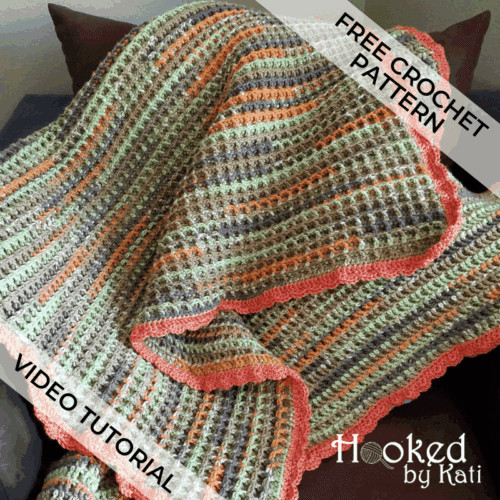 waffle stitch blanket video tutorial crochet pattern | Hooked by Kati