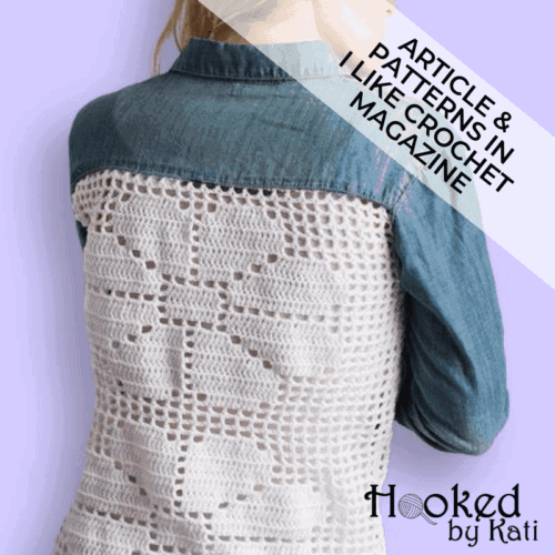 upcycling with crochet article and two crochet patterns in I Like Crochet Magazine | Hooked by Kati