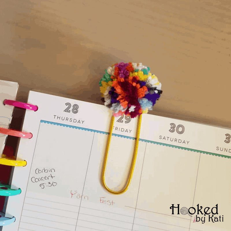 Scrap Busting Pom Pom Planner Clip Tutorial by Hooked by Kati
