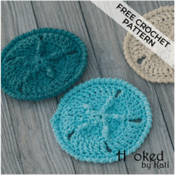 sand dollar coasters free crochet pattern Hooked by Kati
