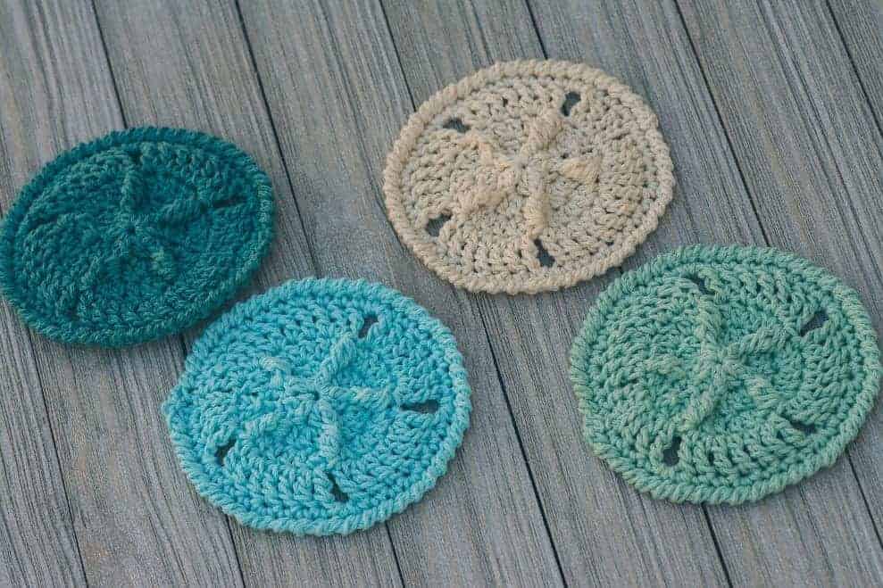 sand dollar coaster free crochet pattern from Hooked by Kati