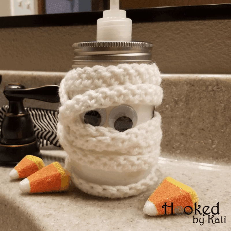 Finished mummy themed soap dispenser mason jar photo
