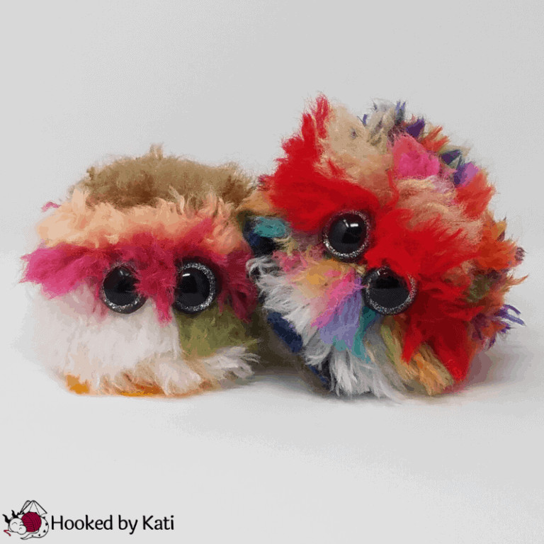 Worry pets are crocheted amigurumi using scrap yarn as a stash buster pattern. They are fluffy, multicolored, fast, easy gifts