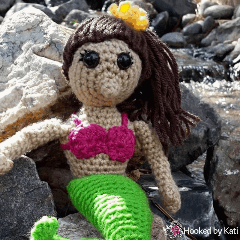 Mermaid with no mouth! Amigurumi do not need mouths! Hooked by Kati