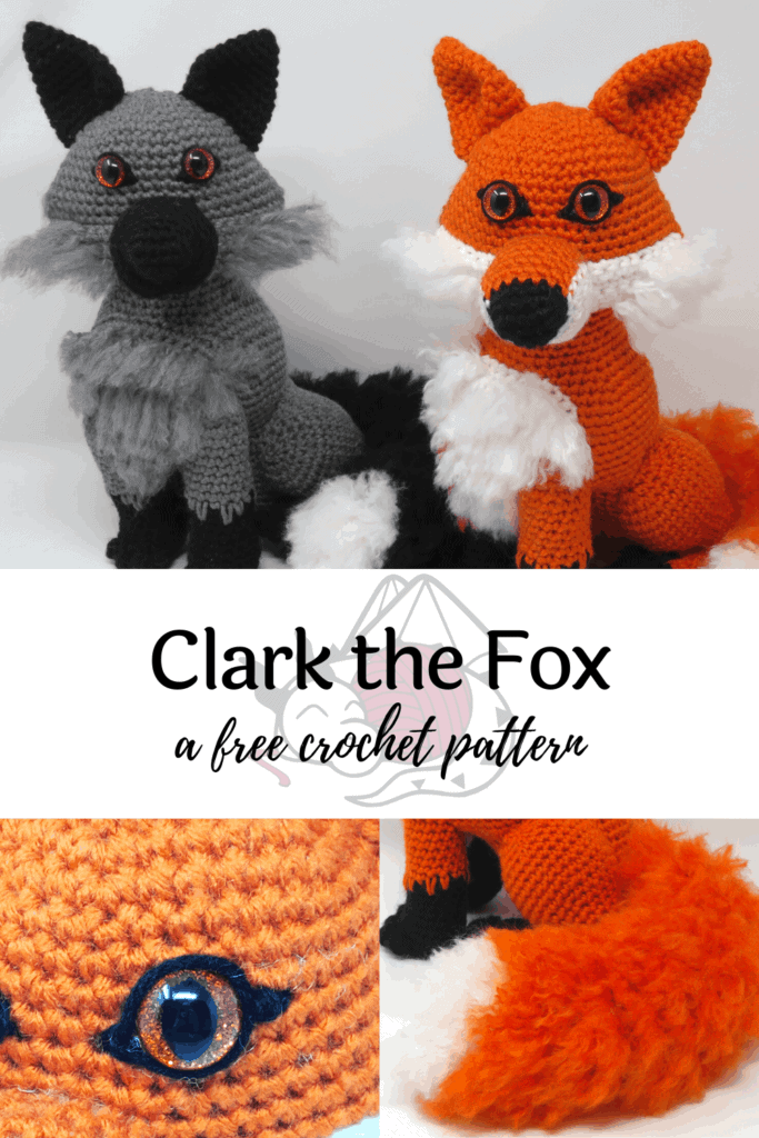 fox crochet plushie free crochet pattern from Hooked by Kati