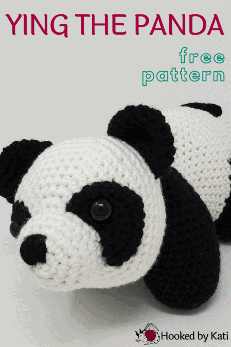 crochet panda plushie free pattern from Hooked by Kati