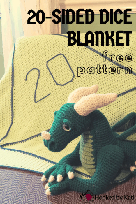 D&D D20 Baby Blanket free crochet pattern, Hooked by Kati pin