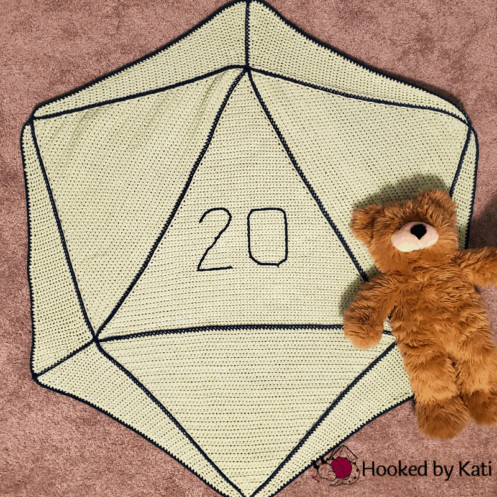 D20 baby blanket premium crochet pattern | Hooked by Kati