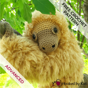 Amelia the Sloth free amigurumi crochet pattern, Hooked by Kati