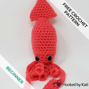 not so giant squid free beginner crochet pattern from Hooked by Kati