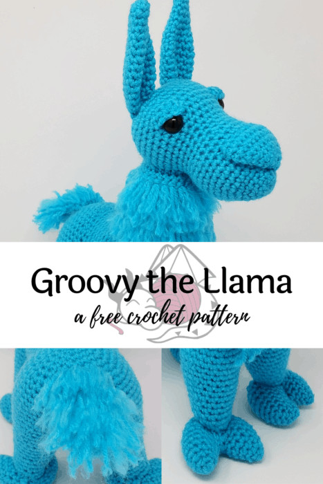 Groovy the Llama free crochet amigurumi pattern, Hooked by Kati, pin