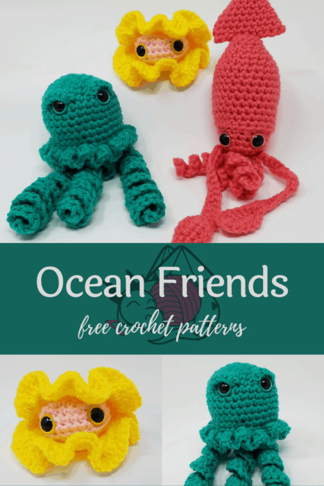 Not-So-Giant Squid, free amigurumi crochet pattern from Hooked by Kati