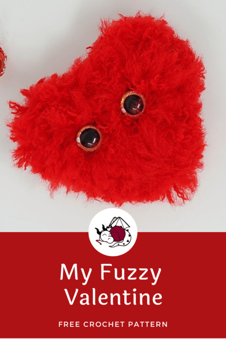 Fluffy valentine heart free crochet pattern from Hooked by Kati