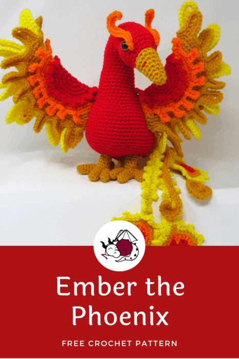 Phoenix mythical bird free crochet amigurumi pattern from Hooked by Kati
