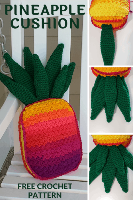 Parti Pineapple Cushion free crochet pattern from Hooked by Kati