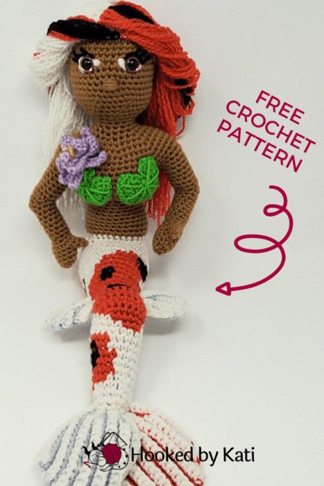 koi mermaid free amigurumi plushie crochet pattern from Hooked by Kati