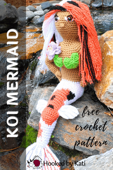 koi mermaid free amigurumi plushie crochet pattern from Hooked by Kati