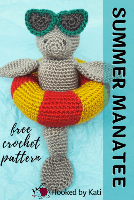 Summer Manatee | Free Crochet Pattern pinterest pin
