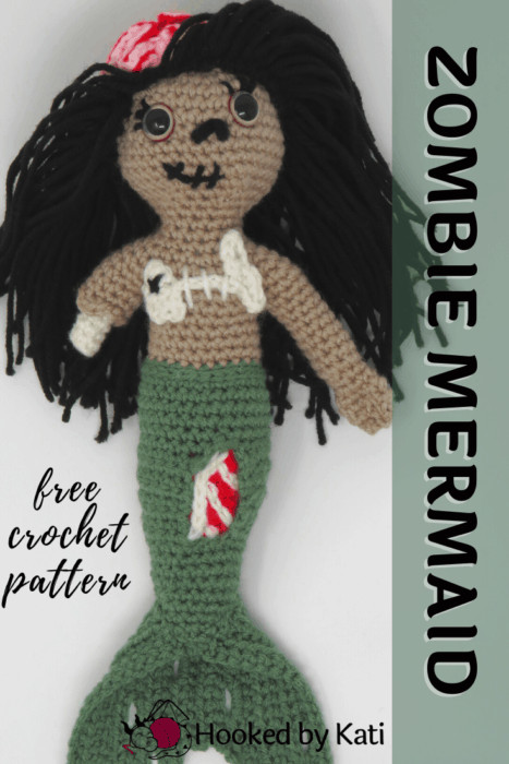 Zombie Mermaid Amigurumi Crochet Pattern from Hooked by Kati