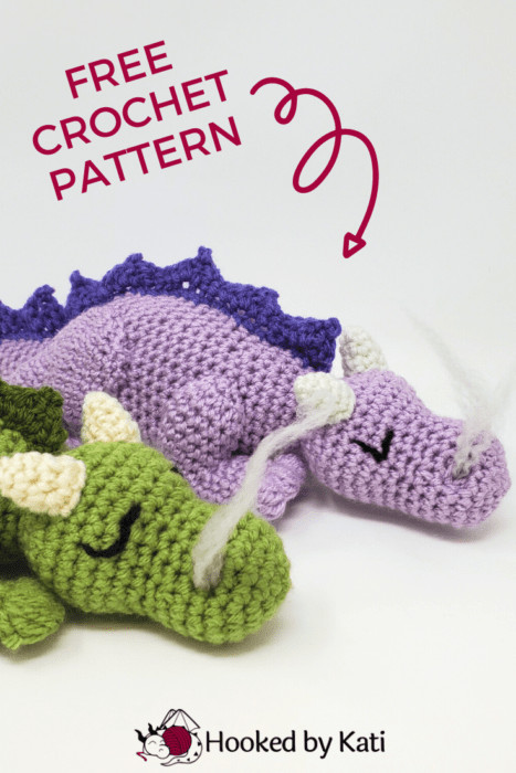 Sleeping baby dragon free crochet pattern from Hooked by Kati