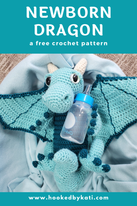Adorable baby dragon free crochet pattern from Hooked by Kati