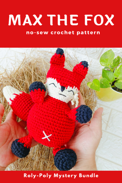 Max the Fox no-sew Roly Poly Mystery Bundle free crochet pattern pin