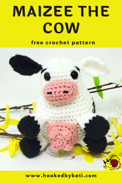 Free No-Sew Cow Plush Crochet Pattern - Hooked by Kati