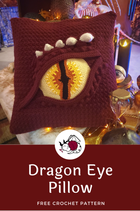 Dragon Pillow Cover Free crochet pattern from Hooked by Kati
