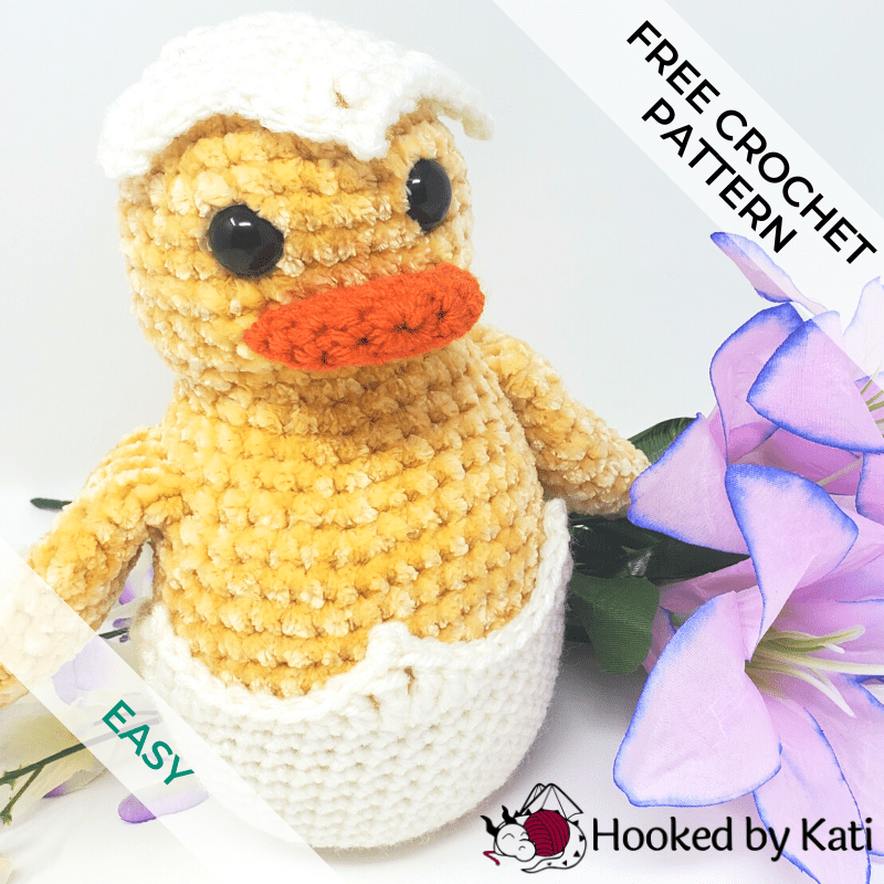 hatching duckling crochet pattern, amigurumi from Hooked by Kati