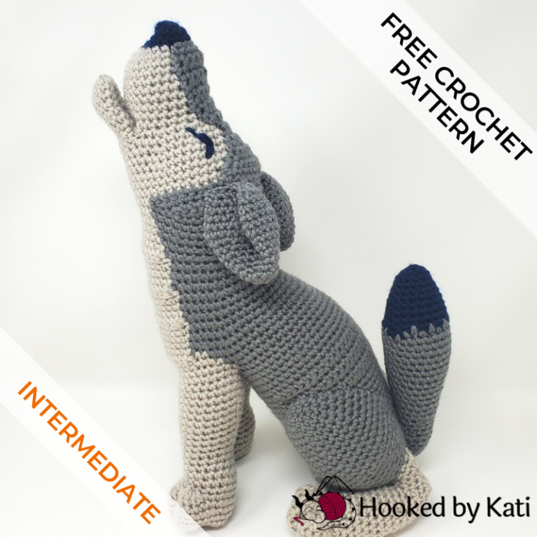 free wolf crochet amigurumi pattern from Hooked by Kati