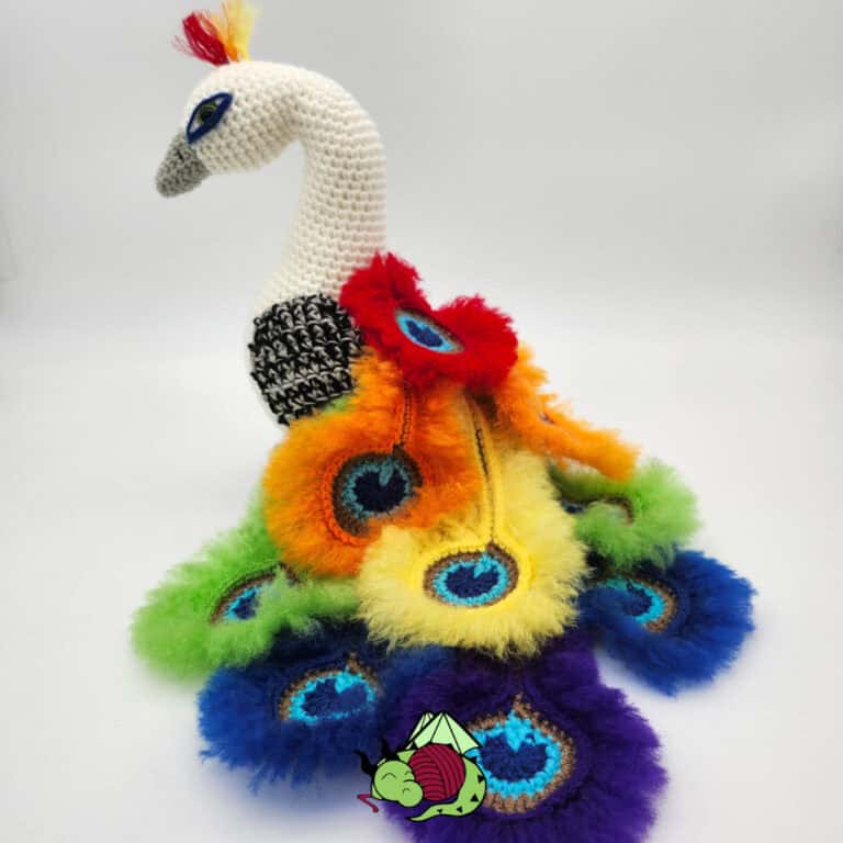rainbow peacock free amigurumi crochet pattern