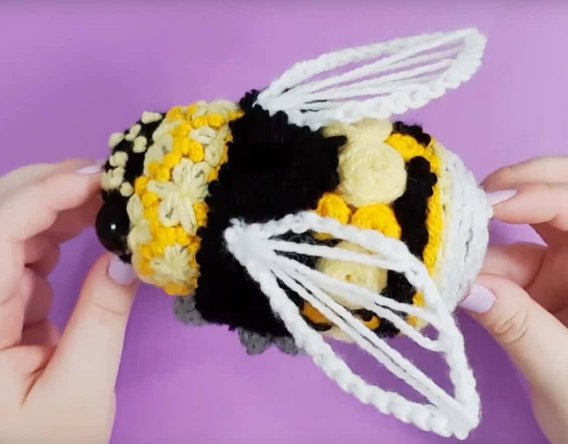 Crochet Bumblebee with Crewel Embroidery by Complicated Knots