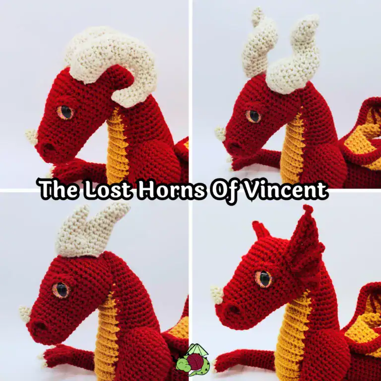 Four horn add-ons for Vincent the Dragon crochet pattern, free pattern for all optional new horns